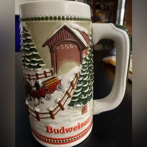 VINTAGE HOLIDAY BUDWEISER CLYDESDALES 1984 STEIN NEW LIMITED EDITION